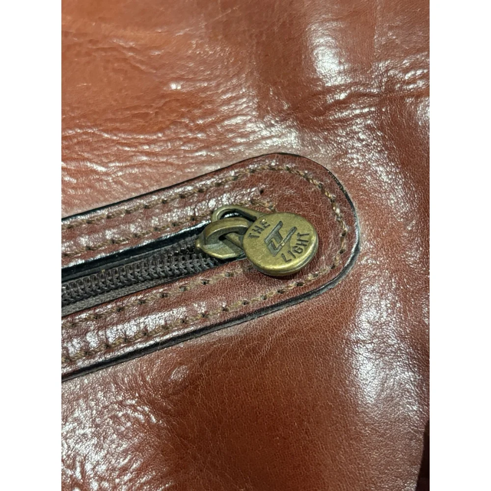Vintage Full Grain Leather Briefcase Messenger Bag 16x12 Brown – Made in USA Zip